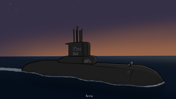 Size: 2560x1440 | Tagged: safe, artist:av1ra, ocean, solo, submarine, water, yakamoz s-245