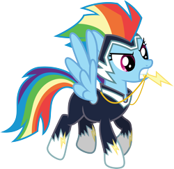Size: 3087x3000 | Tagged: safe, artist:cloudy glow, rainbow dash, zapp, pegasus, pony, g4, power ponies (episode), .ai available, female, flying, high res, mare, power ponies, rainbow dash always dresses in style, simple background, solo, transparent background, vector