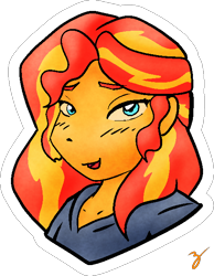 Size: 488x630 | Tagged: safe, artist:zutcha, sunset shimmer, human, equestria girls, g4, bust, female, outline, simple background, solo, transparent background, white outline