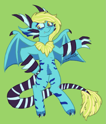 Size: 727x848 | Tagged: safe, artist:lil_vampirecj, oc, oc only, anthro, digitigrade anthro, fanart, looking at you, solo, spread wings, wings