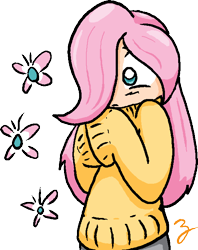 Size: 539x679 | Tagged: safe, artist:zutcha, fluttershy, human, g4, clothes, female, humanized, simple background, solo, sweater, sweatershy, transparent background