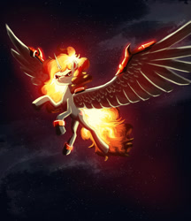 Size: 1280x1480 | Tagged: safe, artist:justgaduh, daybreaker, alicorn, pony, g4, female, fiery mane, large wings, solo, wings