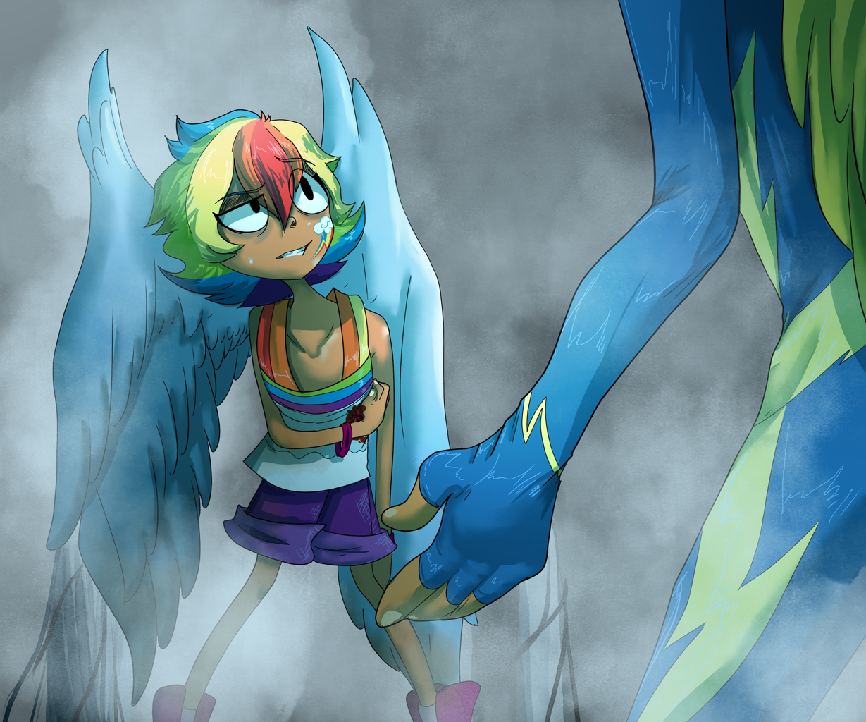 2976475 Safe Artistfrostiwars Rainbow Dash Human G4 Clothes Duo Female High Res