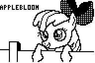 Size: 192x128 | Tagged: safe, artist:herrlupfa, apple bloom, earth pony, pony, g4, apple bloom's bow, black and white, bow, female, fence, filly, foal, grayscale, hair bow, monochrome, picture for breezies, pixel art, reddit, simple background, solo, white background