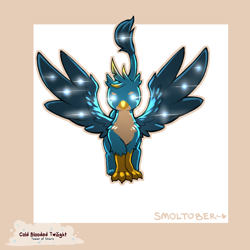 Size: 1200x1200 | Tagged: safe, artist:cold-blooded-twilight, gallus, griffon, g4, chest fluff, glowing, glowing eyes, solo, spread wings, stars, wings