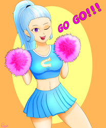 Size: 2520x3044 | Tagged: safe, artist:film77asq, trixie, human, g4, cheerleader, clothes, female, high res, humanized, midriff, pom pom, skirt, solo