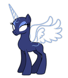 Size: 953x1089 | Tagged: safe, artist:existencecosmos188, oc, oc only, alicorn, pony, g4, alicorn oc, bald, base, eyelashes, horn, makeup, simple background, smiling, solo, transparent background, white eyes, wings