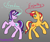 Size: 2034x1696 | Tagged: safe, artist:hayley566, starlight glimmer, sunset shimmer, pony, unicorn, g4, duo, female, glowing, glowing horn, gradient background, horn, looking at each other, looking at someone, magic, raised hoof, rearing, smiling, smiling at each other, text