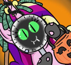 Size: 303x280 | Tagged: safe, artist:jargon scott, princess cadance, queen chrysalis, alicorn, pony, g4, avatar, clothes, costume, female, halloween, halloween costume, hi anon, holiday, hoof hold, looking at you, mare, meme, october, pumpkin bucket, solo