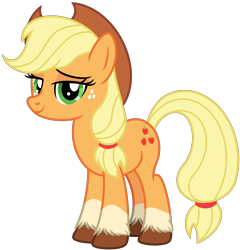 Size: 4146x4322 | Tagged: safe, artist:emeraldblast63, applejack, earth pony, pony, g4, applejack's hat, coat markings, cowboy hat, female, freckles, g5 style, hairband, hat, looking at you, mare, ponytail, simple background, smiling, smiling at you, socks (coat markings), solo, tail, tail band, transparent background, unshorn fetlocks, vector