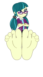 Size: 2200x3900 | Tagged: safe, artist:mixiepie, edit, juniper montage, human, equestria girls, equestria girls specials, g4, movie magic, barefoot, base used, clothes, crossed arms, feet, female, fetish, foot fetish, foot focus, glasses, high res, pigtails, simple background, skirt, smiling, soles, solo, toes, transparent background, vector, wiggling toes