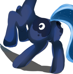 Size: 913x928 | Tagged: safe, artist:maren, princess luna, pony, g4, 2014, butt, doodle, female, mare, old art, plot, rearing, simple background, solo, white background