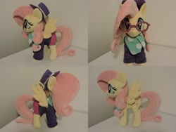 Size: 1597x1199 | Tagged: safe, artist:little-broy-peep, fluttershy, pegasus, pony, g4, alternate hairstyle, clothes, female, hipstershy, irl, mare, photo, plushie, solo