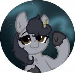 Size: 1862x1818 | Tagged: safe, artist:nootaz, oc, oc only, pony, chest fluff, ear piercing, earring, jewelry, lidded eyes, looking at you, piercing, smug, solo, underhoof