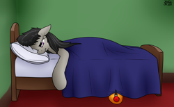 Size: 2286x1410 | Tagged: safe, artist:the-furry-railfan, octavia melody, earth pony, air tank, bed, bedroom, messy mane, pillow, sleepy, this will end in balloons, waking up