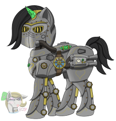 Size: 1150x1200 | Tagged: safe, artist:gray star, oc, oc only, pony, armor, commission, hydraulics, power armor, steampunk