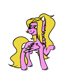 Size: 900x900 | Tagged: safe, artist:fuckomcfuck, oc, oc only, oc:candy cutie, pegasus, pony, blushing, chest fluff, freckles, simple background, solo, white background