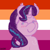 Size: 2000x2000 | Tagged: safe, artist:shiiiny, starlight glimmer, pony, unicorn, g4, blushing, bust, chest fluff, ear fluff, female, headcanon, high res, icon, lesbian pride flag, lgbt headcanon, mare, pride, pride flag, sexuality headcanon, solo