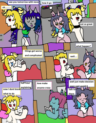 Size: 1421x1807 | Tagged: safe, artist:ask-luciavampire, oc, oc only, oc:rasazy nightdreamer, cat, cat pony, changeling, original species, pony, undead, vampire, vampony, wolf, wolf pony, comic, crying, tumblr