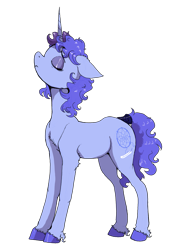 Size: 1047x1467 | Tagged: safe, artist:paskanaakka, derpibooru exclusive, oc, oc only, oc:midnight dew, pony, unicorn, chest fluff, colored hooves, eyeshadow, female, floppy ears, horn, makeup, mare, pony oc, simple background, solo, tail, tail wrap, transparent background, unicorn oc, unshorn fetlocks