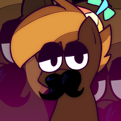 Size: 1800x1800 | Tagged: artist needed, safe, button mash, earth pony, pony, g4, bust, colt, facial hair, foal, male, moustache, solo, the stache