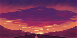 Size: 1920x949 | Tagged: safe, artist:shepardinthesky, twilight sparkle, g4, road, scenery, scenery focus, solo, sunset