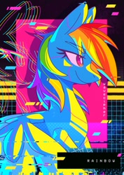 Size: 848x1200 | Tagged: safe, artist:wavecipher, rainbow dash, pegasus, pony, g4, cyberpunk, cyberpunk 2077, solo