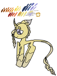 Size: 3000x4000 | Tagged: safe, artist:enperry88, oc, oc only, oc:lust burn, pony, unicorn, bedroom eyes, braid, braided tail, chest fluff, coat markings, curved horn, horn, leonine tail, offspring, parent:golden crust, parent:midnight snack, parents:goldensnack, pinto, simple background, tail, unicorn oc, white background