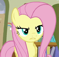 Size: 567x549 | Tagged: safe, screencap, fluttershy, pegasus, pony, flutter brutter, g4, season 6, animated, cropped, female, frown, gif, mare, solo