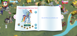 Size: 1792x828 | Tagged: safe, gameloft, bon bon, rainbow dash, sweetie drops, pegasus, pony, robot, robot pony, g4, elegant, female, mare, mobile game, rainbot dash, roboticization, solo, spread wings, text, transformation, wings