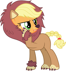 Size: 3000x3257 | Tagged: safe, artist:cloudy glow, applejack, g4, scare master, .ai available, animal costume, applelion, clothes, costume, high res, simple background, solo, transparent background, vector