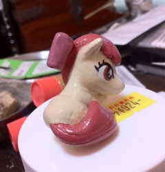 Size: 985x1024 | Tagged: safe, artist:rosciutto, apple bloom, earth pony, pony, g4, female, filly, foal, irl, photo, sitting