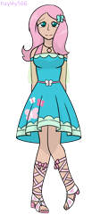 Size: 1129x2520 | Tagged: safe, artist:hayley566, fluttershy, human, g4, clothes, dress, female, humanized, simple background, solo, transparent background