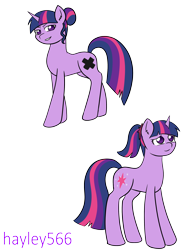 Size: 2144x2784 | Tagged: safe, artist:hayley566, starlight glimmer, twilight sparkle, pony, unicorn, series:redemptiverse, g4, alternate hairstyle, alternate universe, bun, covered cutie mark, cute, cutie mark accessory, cutie mark hair accessory, female, hair accessory, high res, implied moondancer, implied starlight glimmer, ponytail, role reversal, simple background, smiling, smirk, solo, transparent background, twiabetes, unicorn twilight, x