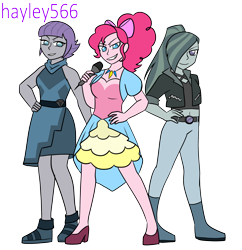 Size: 2276x2352 | Tagged: safe, artist:hayley566, marble pie, maud pie, pinkie pie, human, series:redemptiverse, equestria girls, g4, alternate universe, breasts, female, high res, role reversal, simple background, transparent background, trio