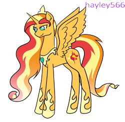 Size: 2110x2058 | Tagged: safe, artist:hayley566, sunset shimmer, alicorn, pony, series:redemptiverse, g4, alicornified, alternate universe, crown, female, high res, hoof shoes, jewelry, race swap, regalia, role reversal, shimmercorn, simple background, solo, transparent background