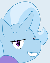 Size: 565x720 | Tagged: safe, artist:qsky, trixie, pony, unicorn, g4, bust, cropped, grin, portrait, simple background, smiling, solo