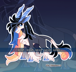 Size: 2026x1905 | Tagged: safe, artist:gkolae, oc, oc only, chest fluff, cloven hooves, constellation, constellation hair, ethereal mane, horns, leonine tail, starry mane, tail, unshorn fetlocks, zoom layer