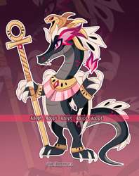 Size: 3030x3834 | Tagged: safe, artist:gkolae, oc, oc only, draconequus, draconequus oc, fangs, high res, jewelry, scepter, zoom layer