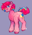 Size: 735x817 | Tagged: safe, artist:tyotheartist1, pinkie pie, earth pony, pony, g4, beard, bubble berry, facial hair, male, multicolored hair, multicolored mane, multicolored tail, rule 63, shading, simple background, solo, spots, stallion, tail, unshorn fetlocks