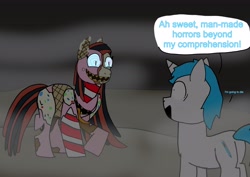 Size: 4960x3508 | Tagged: safe, artist:sketchyboi25, oc, oc:candymare, candy pony, food pony, original species, pony, fanfic:something sweet to bite, butt, candy, chest mouth, creepy, creepypasta, duo, food, halloween, holiday, impending doom, meme, nightmare night, plot, teeth