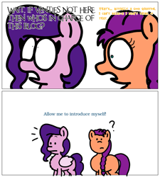 Size: 1275x1414 | Tagged: safe, artist:professorventurer, pipp petals, sunny starscout, earth pony, pegasus, pony, series:ask pippamena, g5, 2 panel comic, comic, duo, duo female, female, pippamena