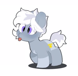 Size: 2200x2150 | Tagged: safe, artist:mochi_nation, oc, oc only, oc:silver bolt, earth pony, pony, :p, coat markings, cute, eye clipping through hair, female, high res, mare, simple background, solo, tongue out, white background