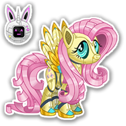 Size: 270x270 | Tagged: safe, gameloft, fluttershy, pegasus, pony, robot, robot pony, g4, cute, daaaaaaaaaaaw, elegant, female, flutterbot, mare, mobile game, roboticization, shyabetes, simple background, solo, spread wings, text, transparent background, wings