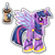 Size: 270x270 | Tagged: artist needed, safe, gameloft, twilight sparkle, alicorn, gynoid, pony, robot, robot pony, g4, elegant, female, mare, mobile game, roboticization, simple background, solo, spread wings, text, transparent background, twibot, twilight sparkle (alicorn), wings