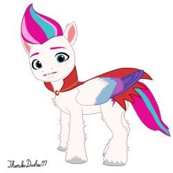 Size: 1022x1024 | Tagged: safe, artist:thunderdasher07, zipp storm, pegasus, pony, mlp fim's twelfth anniversary, g5, spoiler:g5, chest fluff, clothes, colored wings, costume, ear fluff, fake fangs, fangs, female, halloween, halloween costume, hilarious in hindsight, hoof fluff, leg fluff, multicolored wings, nightmare night, nightmare night costume, signature, simple background, solo, transparent background, unshorn fetlocks, vampire costume, wings