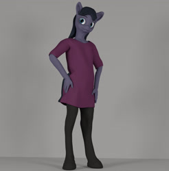 Size: 2040x2070 | Tagged: safe, artist:cicada bluemoon, oc, oc only, oc:cicada bluemoon, earth pony, anthro, unguligrade anthro, 3d, clothes, crossdressing, femboy, high res, male, socks, solo, stockings, thigh highs