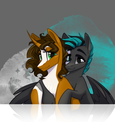 Size: 1565x1668 | Tagged: safe, artist:alrumoon_art, oc, oc only, pegasus, pony, unicorn