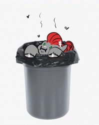 Size: 2952x3736 | Tagged: safe, artist:opalacorn, oc, oc only, oc:void, pegasus, pony, :i, female, high res, mare, simple background, solo, trash can, white background