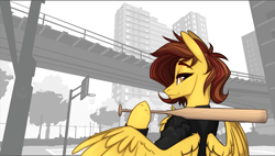 Size: 2805x1589 | Tagged: safe, artist:alrumoon_art, oc, oc only, pegasus, pony, female, grand theft auto, gta iv, mare, solo